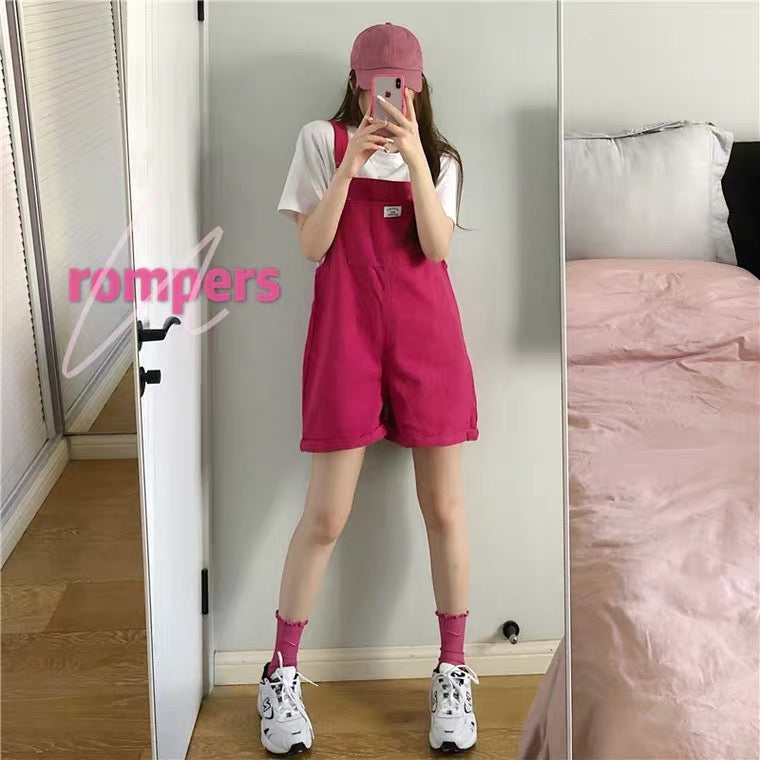 INS Fashion Vintage Rose Red and Purple Rompers Shorts BY70139