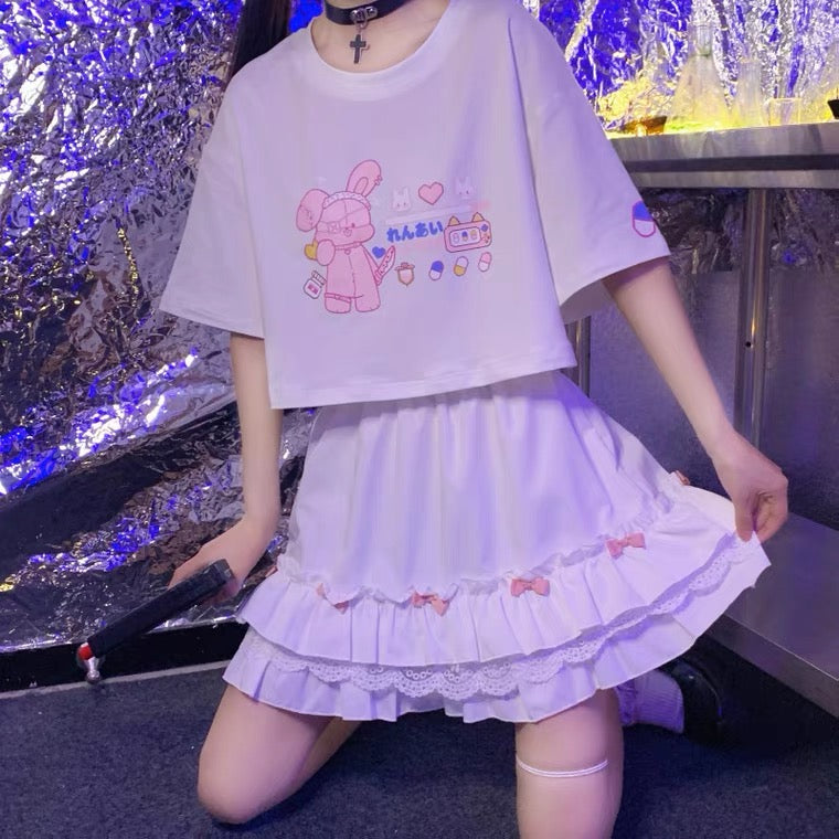 White Lace Bow JK Skirt BY70148
