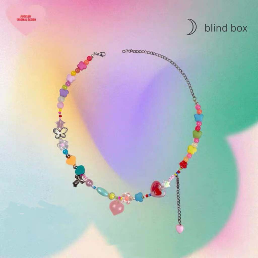 INS Cute Colorful Handmade Beaded Butterfly Love Necklace BY9015