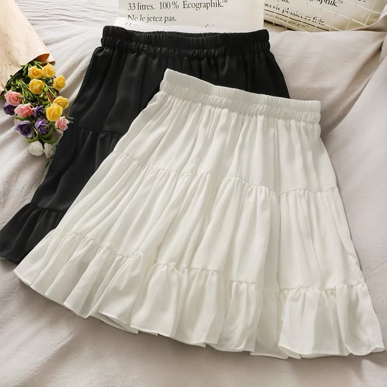 White Black Sweet Waist Skirt BY70109